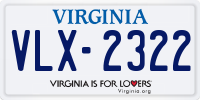 VA license plate VLX2322