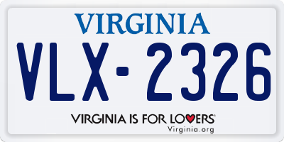 VA license plate VLX2326