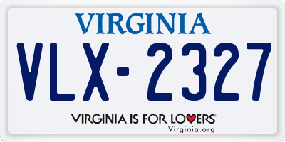 VA license plate VLX2327