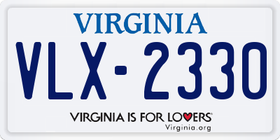 VA license plate VLX2330