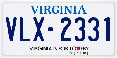 VA license plate VLX2331