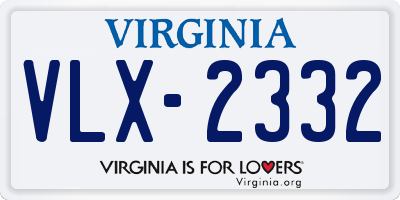 VA license plate VLX2332