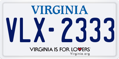 VA license plate VLX2333