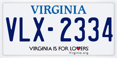 VA license plate VLX2334