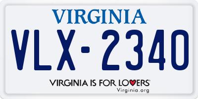 VA license plate VLX2340