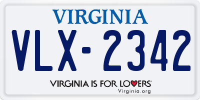 VA license plate VLX2342