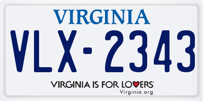 VA license plate VLX2343