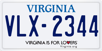 VA license plate VLX2344