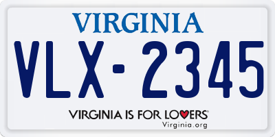 VA license plate VLX2345