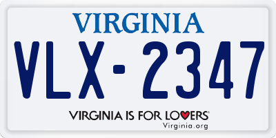 VA license plate VLX2347