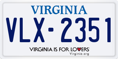 VA license plate VLX2351