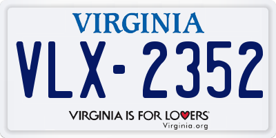 VA license plate VLX2352