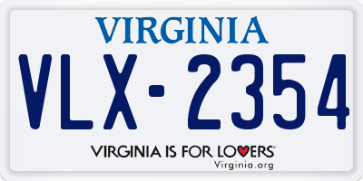 VA license plate VLX2354