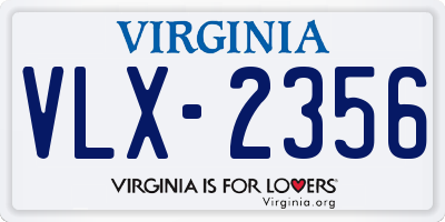 VA license plate VLX2356