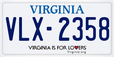 VA license plate VLX2358