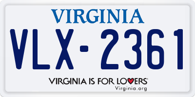 VA license plate VLX2361