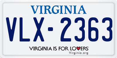 VA license plate VLX2363