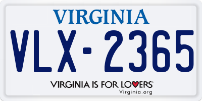 VA license plate VLX2365