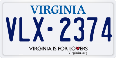 VA license plate VLX2374