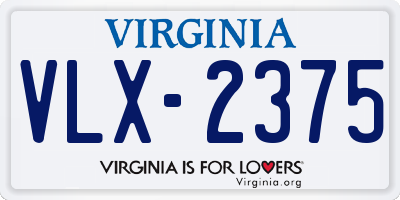 VA license plate VLX2375