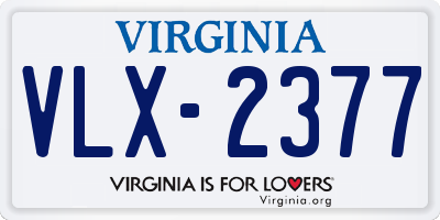 VA license plate VLX2377