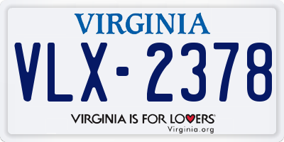 VA license plate VLX2378