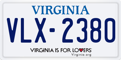 VA license plate VLX2380