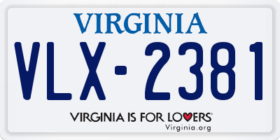 VA license plate VLX2381