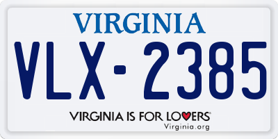 VA license plate VLX2385