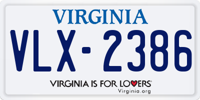 VA license plate VLX2386