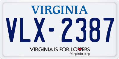 VA license plate VLX2387