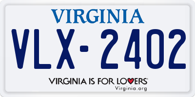 VA license plate VLX2402