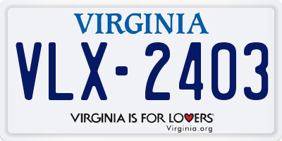 VA license plate VLX2403