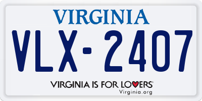 VA license plate VLX2407