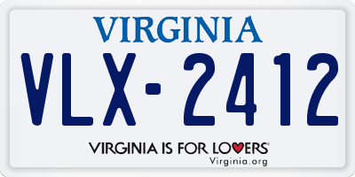 VA license plate VLX2412