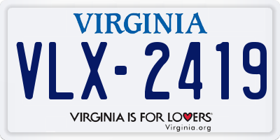 VA license plate VLX2419