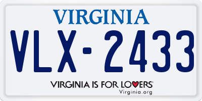 VA license plate VLX2433