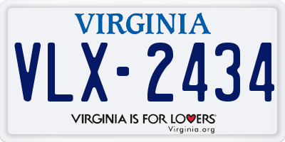 VA license plate VLX2434