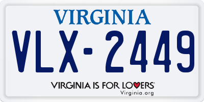 VA license plate VLX2449