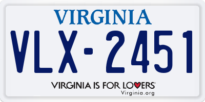 VA license plate VLX2451