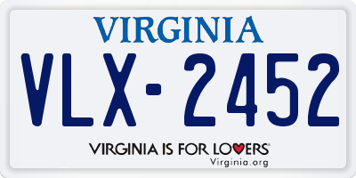 VA license plate VLX2452