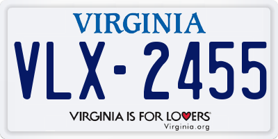 VA license plate VLX2455