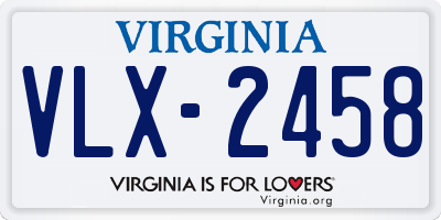 VA license plate VLX2458