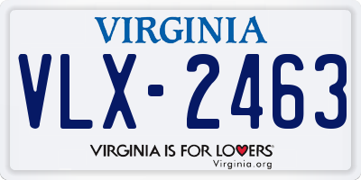 VA license plate VLX2463