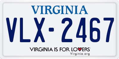 VA license plate VLX2467