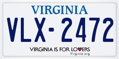 VA license plate VLX2472