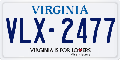 VA license plate VLX2477