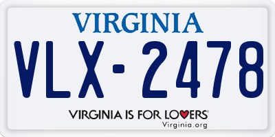 VA license plate VLX2478