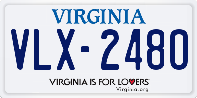 VA license plate VLX2480