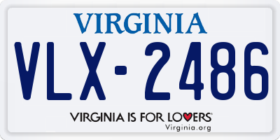 VA license plate VLX2486